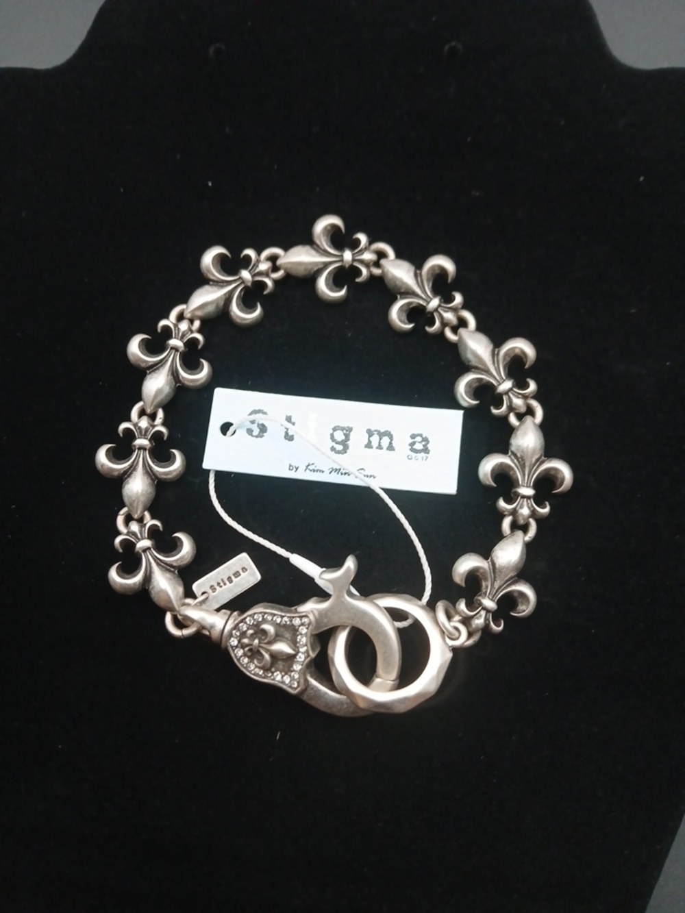 Stigma Silver Tone Fleur-de-lis link Bracelet Unisex Fashion Jewelry